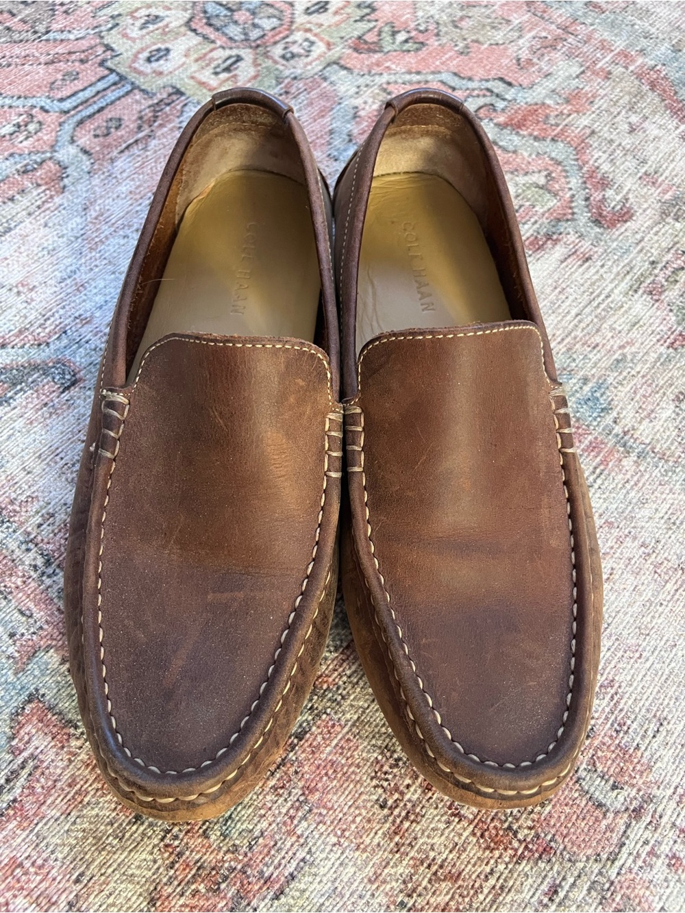 Cole Haan Men's Brown Leather Slip-On Loafers - Chestnut
